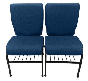 02 Cadeiras para Igrejas c/ Porta Biblía e Porta Cálice Azul