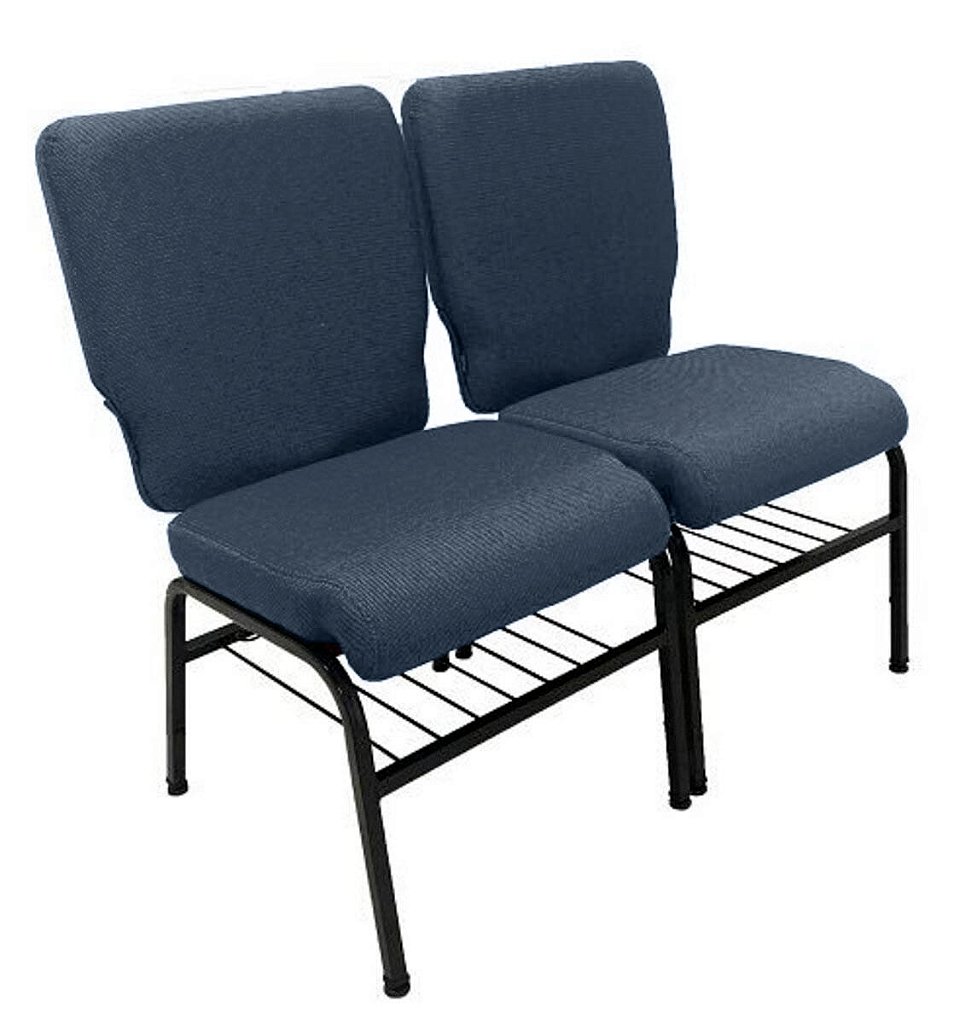 02 Cadeiras para Igrejas c/ Porta Biblía e Porta Cálice Azul - Imagem 2