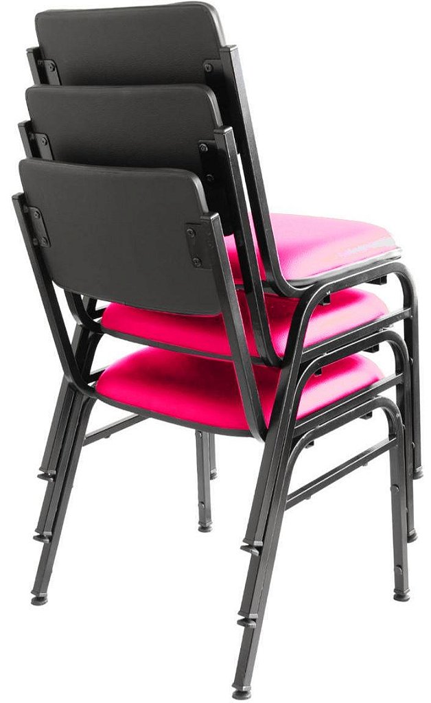Kit com 3 Cadeiras para Auditórios Linha Hotel Smart Rosa - Imagem 2