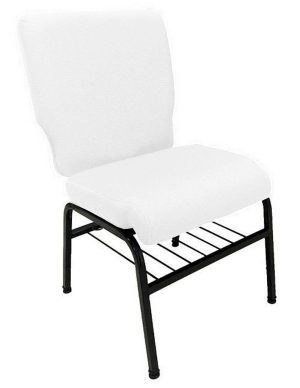 01 Cadeira para Igrejas c/ Porta Biblía e Porta Cálice Branco