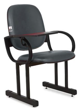 01 Cadeira Escolar para Auditório e Escolas com Prancheta Linha Dallas Auditório Cinza