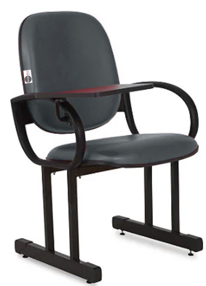 01 Cadeira Escolar para Auditório e Escolas com Prancheta Linha Dallas Auditório Cinza