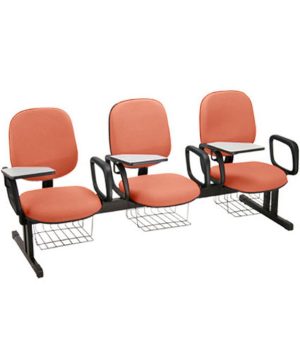 Cadeira Escolar em longarina para Escolas Linha Uno Vermelho