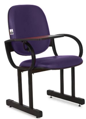 01 Cadeira Escolar para Auditório e Escolas com Prancheta Linha Dallas Auditório Roxo