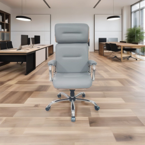 Cadeira Original Eames Presidente com Rodinhas  Cromadas e Anti Risco Linha Capa em Madeira Cor Cinza