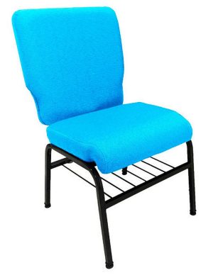 01 Cadeira para Igrejas c/ Porta Biblía e Porta Cálice Azul