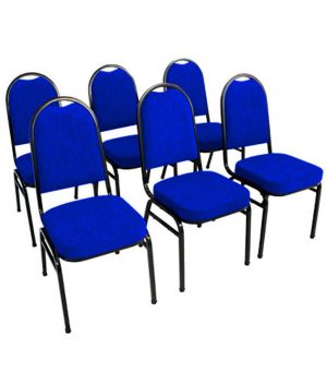 Kit com 6 Cadeiras para Auditórios Linha Hotel Azul