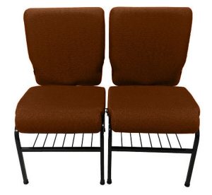 02 Cadeiras para Igrejas c/ Porta Biblía e Porta Cálice Marrom