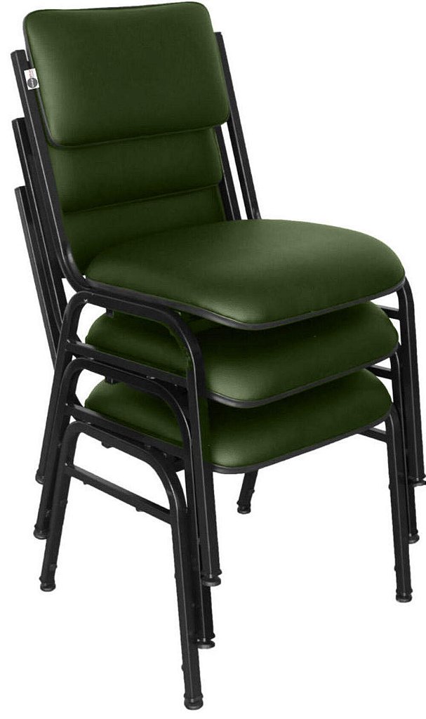 Kit com 3 Cadeiras para Auditórios Linha Hotel Smart Verde