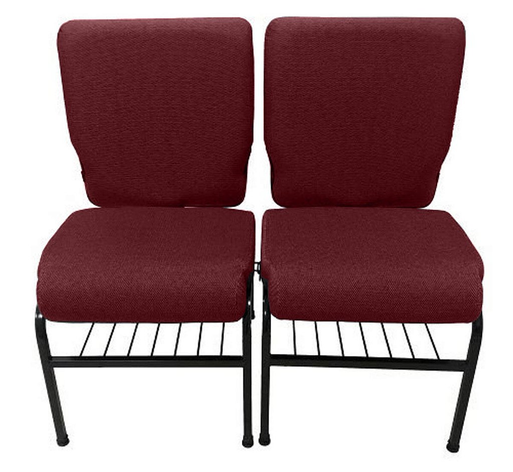 02 Cadeiras para Igrejas c/ Porta Biblía e Porta Cálice Vermelho