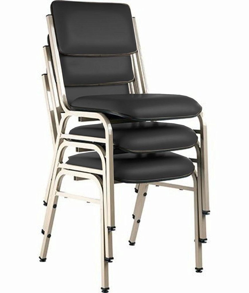 Kit com 3 Cadeiras para Auditórios Linha Hotel Smart Preto