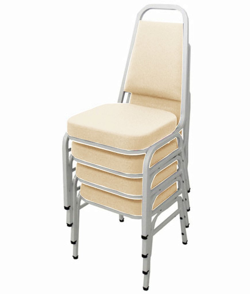 Kit com 4 Cadeiras Empilháveis Linha Hotel Plus Bege