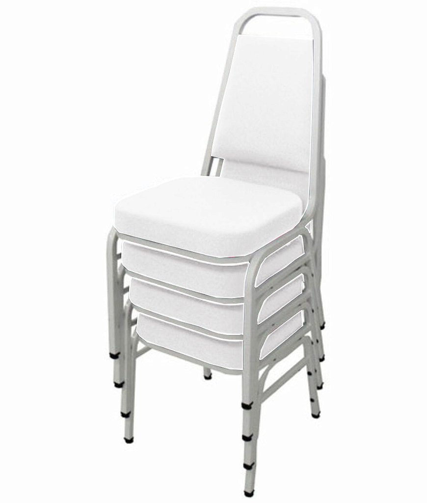 Kit com 4 Cadeiras Empilháveis Linha Hotel Plus Branco