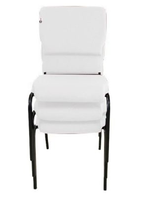 03 Cadeiras Empilhável para Igrejas Evangélicas Linha Church Branco