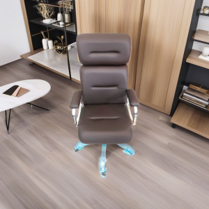 Cadeira Original Eames Presidente com Rodinhas Cromadas e Anti Risco Linha Capa em Madeira Cor Marrom