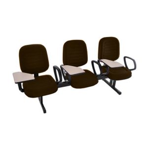 Cadeira Escolar Universitária em Longarina com prancheta para Escolas e Faculdades Linha Blenda Marrom