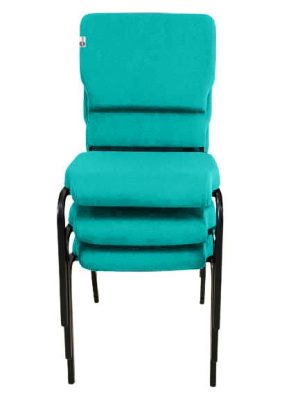 03 Cadeiras Empilhável para Igrejas Evangélicas Linha Church Verde