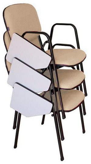 03 Cadeiras Escolar Universitária Linha Hotel Auditório Bege