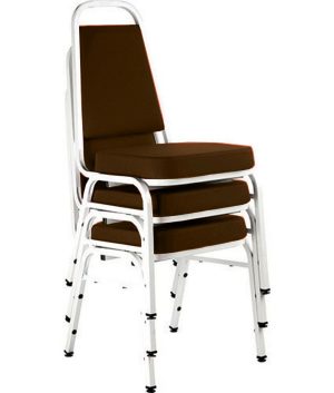 Kit com 3 Cadeiras Empilháveis Linha Hotel Plus Marrom