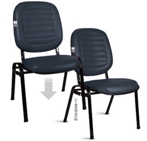 02 Cadeiras Empilhável para Igrejas Evangélicas Linha Holy Azul