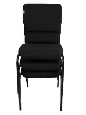 03 Cadeiras Empilhável para Igrejas Evangélicas Linha Church Preto