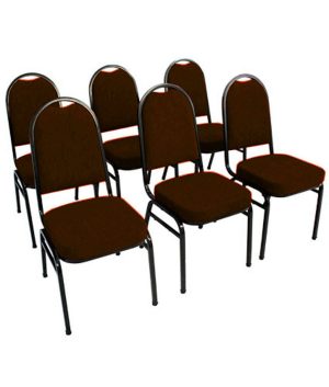 Kit com 6 Cadeiras para Auditórios Linha Hotel Marrom
