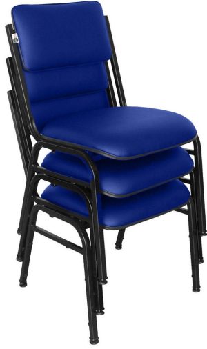 Kit com 3 Cadeiras para Auditórios Linha Hotel Smart Azul