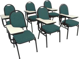 Kit com 6 Cadeiras Universitária para Auditórios Linha Hotel Verde