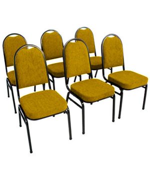 Kit com 6 Cadeiras para Auditórios Linha Hotel Amarelo
