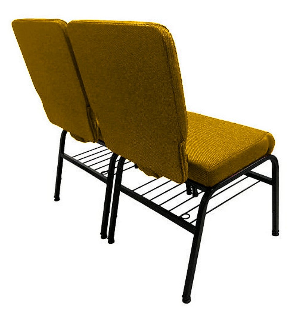 02 Cadeiras para Igrejas c/ Porta Biblía e Porta Cálice Amarelo - Imagem 3