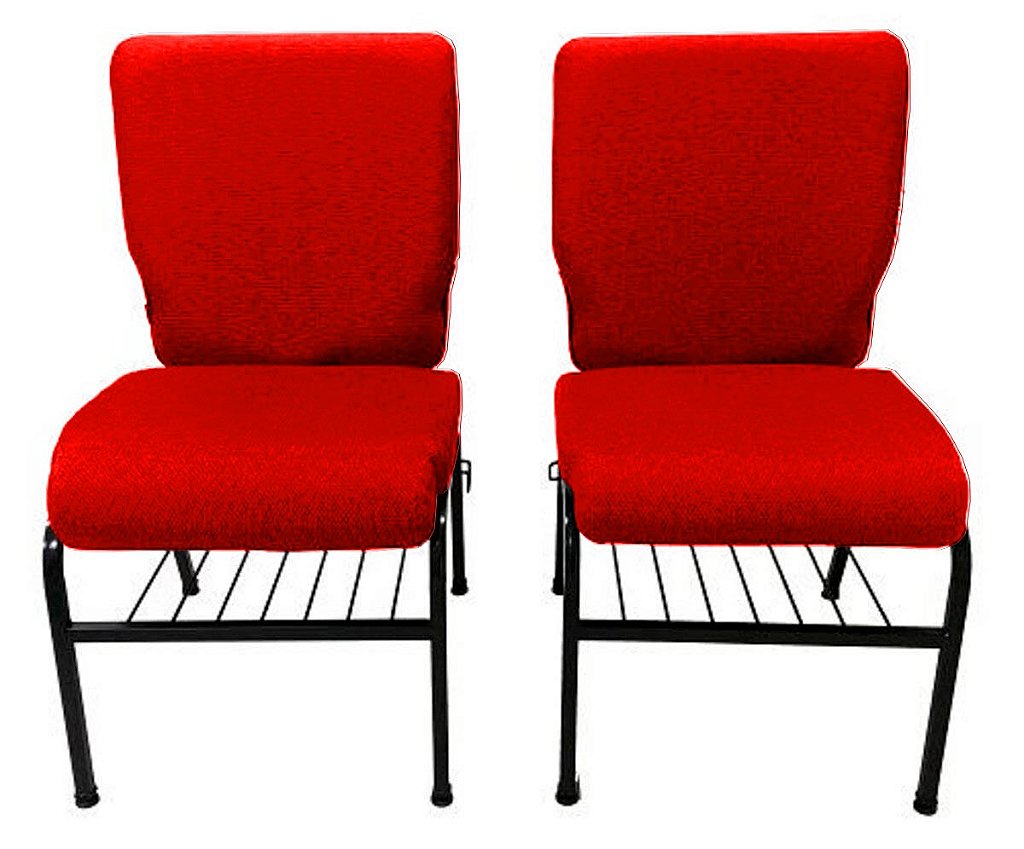 02 Cadeiras para Igrejas c/ Porta Biblía e Porta Cálice Vermelho - Imagem 4
