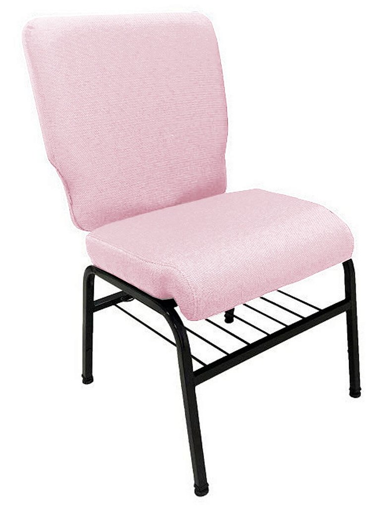 01 Cadeira para Igrejas c/ Porta Biblía e Porta Cálice Rosa