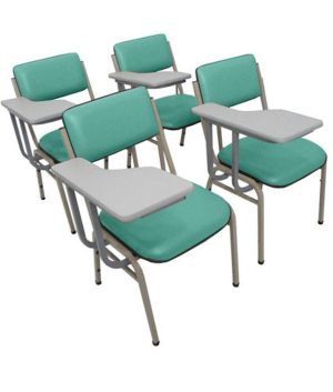 Kit com 4 Cadeiras Escolar Universitária para Auditórios Linha Hotel Smart Verde