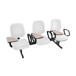 Cadeira Escolar Universitária em Longarina com prancheta para Escolas e Faculdades Linha Blenda Branco