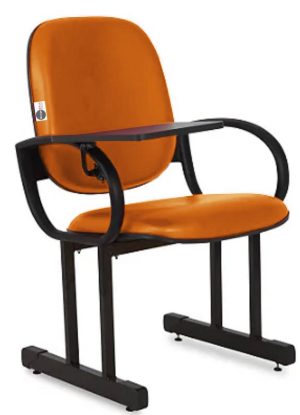 01 Cadeira Escolar para Auditório e Escolas com Prancheta Linha Dallas Auditório Laranja