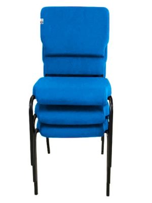 03 Cadeiras Empilhável para Igrejas Evangélicas Linha Church Azul