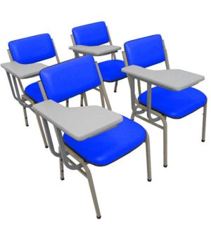 Kit com 4 Cadeiras Escolar Universitária para Auditórios Linha Hotel Smart Azul