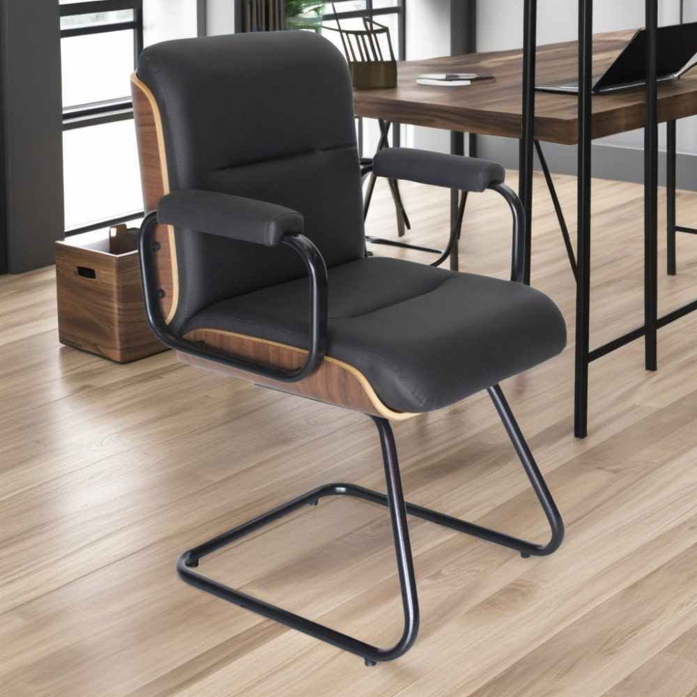 Cadeira Original Eames Diretor Fixa Linha Capa em Madeira Preto - Imagem 7