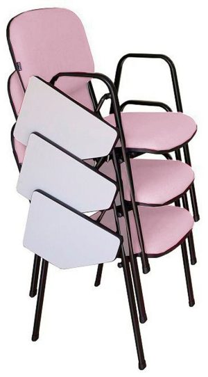 03 Cadeiras Escolar Universitária Linha Hotel Auditório Rosa