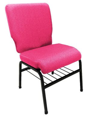 01 Cadeira para Igrejas c/ Porta Biblía e Porta Cálice Rosa