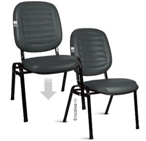 02 Cadeiras Empilhável para Igrejas Evangélicas Linha Holy Cinza