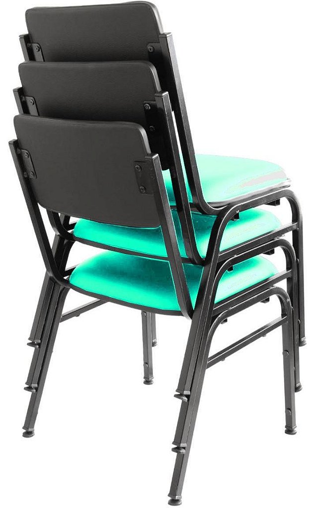 Kit com 3 Cadeiras para Auditórios Linha Hotel Smart Verde - Imagem 2