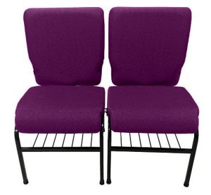 02 Cadeiras para Igrejas c/ Porta Biblía e Porta Cálice Roxo