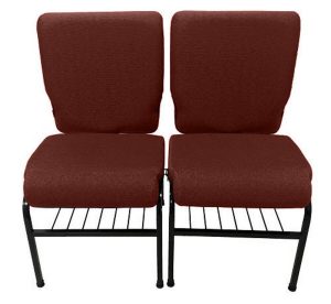 02 Cadeiras para Igrejas c/ Porta Biblía e Porta Cálice Vermelho