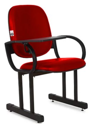 01 Cadeira Escolar para Auditório e Escolas com Prancheta Linha Dallas Auditório Vermelho