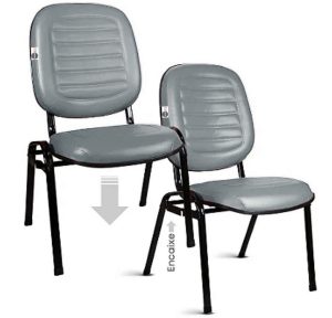 02 Cadeiras Empilhável para Igrejas Evangélicas Linha Holy Cinza