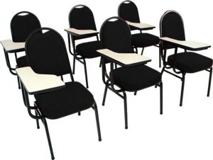 Kit com 6 Cadeiras Universitária para Auditórios Linha Hotel Preto