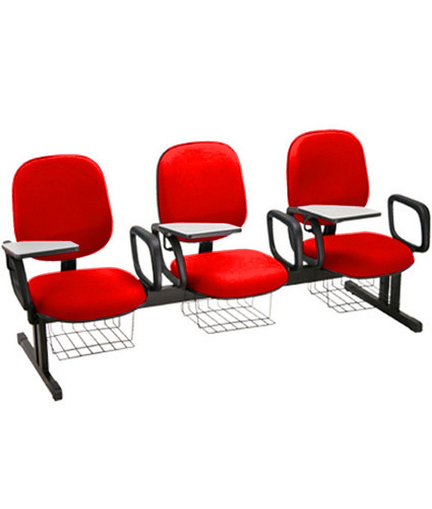 Cadeira Escolar em longarina para Escolas Linha Uno Vermelho