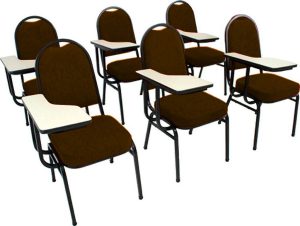 Kit com 6 Cadeiras Universitária para Auditórios Linha Hotel Marrom