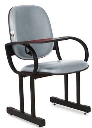 01 Cadeira Escolar para Auditório e Escolas com Prancheta Linha Dallas Auditório Cinza